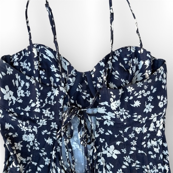 Free People Under the Moonlight Maxi Dress Navy Blue Floral Maxi Dress Blue 6 - Picture 6 of 9